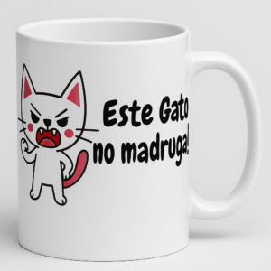 Taza: Este gato no madruga
